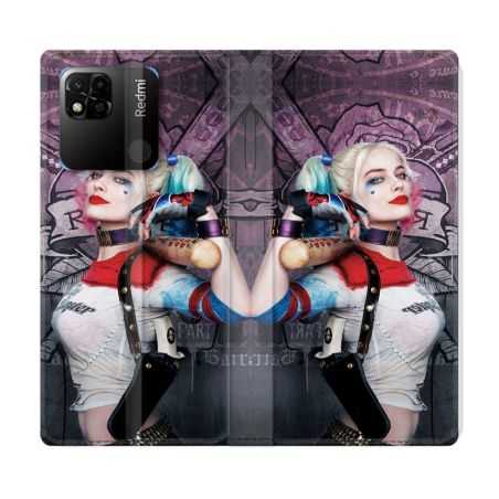 Housse cuir portefeuille Pour Xiaomi Redmi 10A Harley Quinn Batte