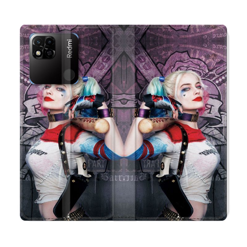 Housse cuir portefeuille Pour Xiaomi Redmi 10A Harley Quinn Batte