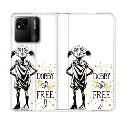 Housse cuir portefeuille Pour Xiaomi Redmi 10A Harry Potter Dobby Free Blanc