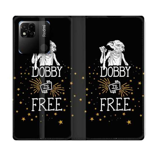 Housse cuir portefeuille Pour Xiaomi Redmi 10A Harry Potter Dobby Free Noir