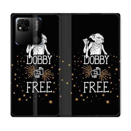Housse cuir portefeuille Pour Xiaomi Redmi 10A Harry Potter Dobby Free Noir