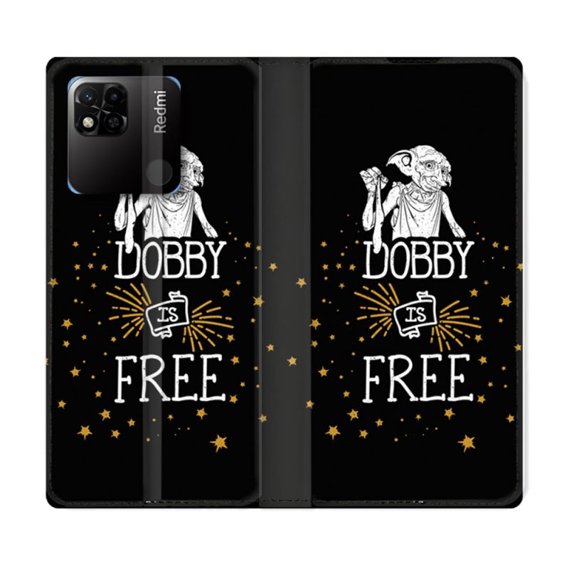 Housse cuir portefeuille Pour Xiaomi Redmi 10A Harry Potter Dobby Free Noir