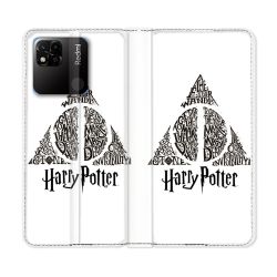 Housse cuir portefeuille Pour Xiaomi Redmi 10A Harry Potter Hollows triangle Blanc