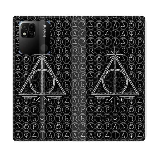 Housse cuir portefeuille Pour Xiaomi Redmi 10A Harry Potter Hollows Triangle Noir