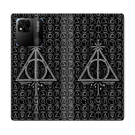 Housse cuir portefeuille Pour Xiaomi Redmi 10A Harry Potter Hollows Triangle Noir