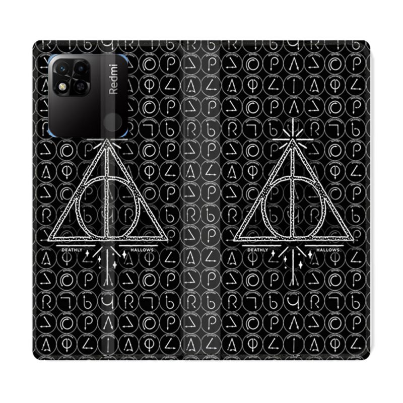 Housse cuir portefeuille Pour Xiaomi Redmi 10A Harry Potter Hollows Triangle Noir