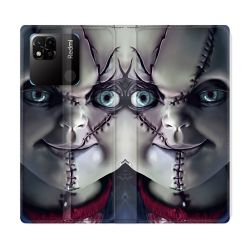 Housse cuir portefeuille Pour Xiaomi Redmi 10A Horreur Chucky Cicatrice