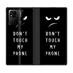 Housse cuir portefeuille Pour Xiaomi Redmi 10A Humour Don't Touch