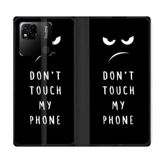 Housse cuir portefeuille Pour Xiaomi Redmi 10A Humour Don't Touch