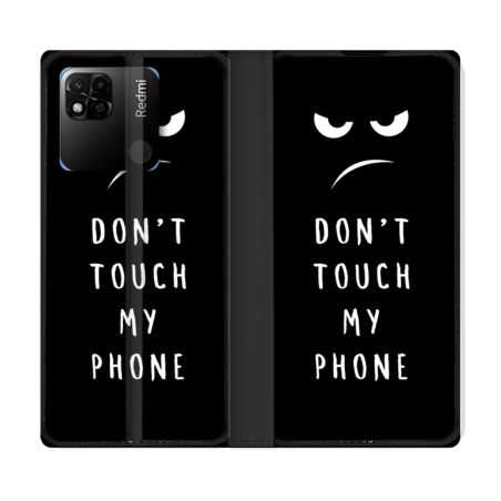 Housse cuir portefeuille Pour Xiaomi Redmi 10A Humour Don't Touch