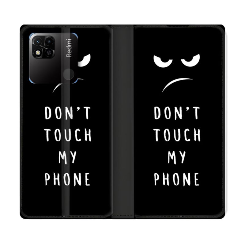 Housse cuir portefeuille Pour Xiaomi Redmi 10A Humour Don't Touch