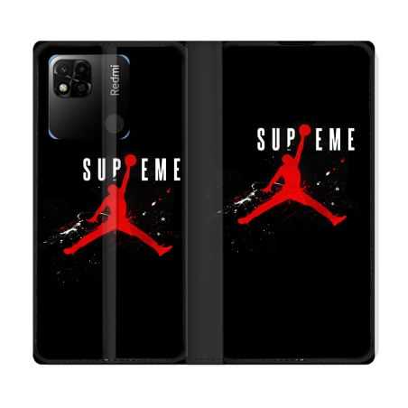 Housse cuir portefeuille Pour Xiaomi Redmi 10A Jordan Supreme Noir