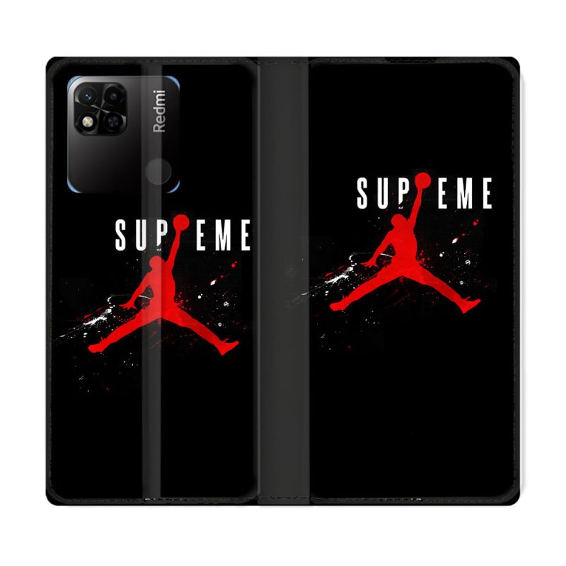 Housse cuir portefeuille Pour Xiaomi Redmi 10A Jordan Supreme Noir
