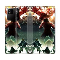 Housse cuir portefeuille Pour Xiaomi Redmi 10A Manga Attaque Titans Combat