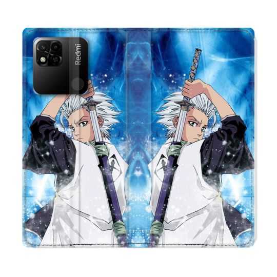 Housse cuir portefeuille Pour Xiaomi Redmi 10A Manga Bleach Hitsugaya