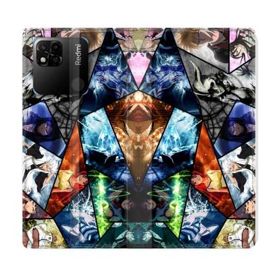 Housse cuir portefeuille Pour Xiaomi Redmi 10A Manga Bleach Pele Mele