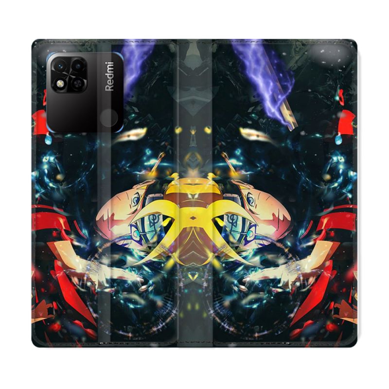 Housse cuir portefeuille Pour Xiaomi Redmi 10A Manga Boruto Eclair