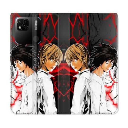 Housse cuir portefeuille Pour Xiaomi Redmi 10A Manga Death Note Duo