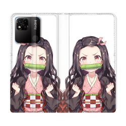 Housse cuir portefeuille Pour Xiaomi Redmi 10A Manga Demon Slayer Nezuko