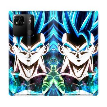 Housse cuir portefeuille Pour Xiaomi Redmi 10A Manga Dragon Ball Gogeta Visage