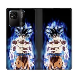 Housse cuir portefeuille Pour Xiaomi Redmi 10A Manga Dragon Ball Sangoku Noir