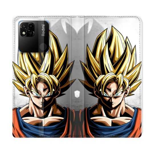 Housse cuir portefeuille Pour Xiaomi Redmi 10A Manga Dragon Ball Sangoku Portrait