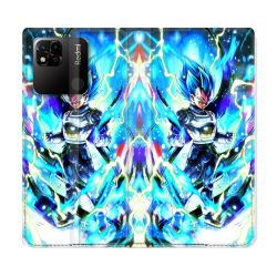 Housse cuir portefeuille Pour Xiaomi Redmi 10A Manga Dragon Ball Vegeta Bleu