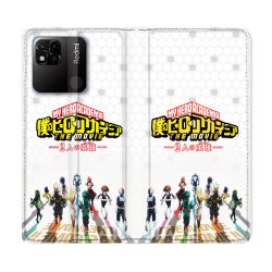 Housse cuir portefeuille Pour Xiaomi Redmi 10A Manga My Hero Academia Blanc