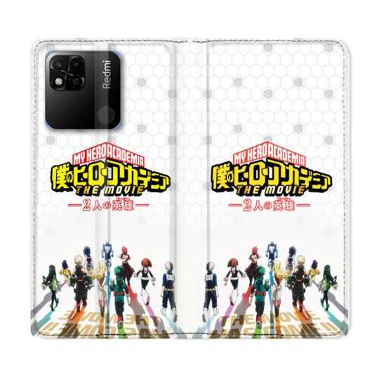Housse cuir portefeuille Pour Xiaomi Redmi 10A Manga My Hero Academia Blanc