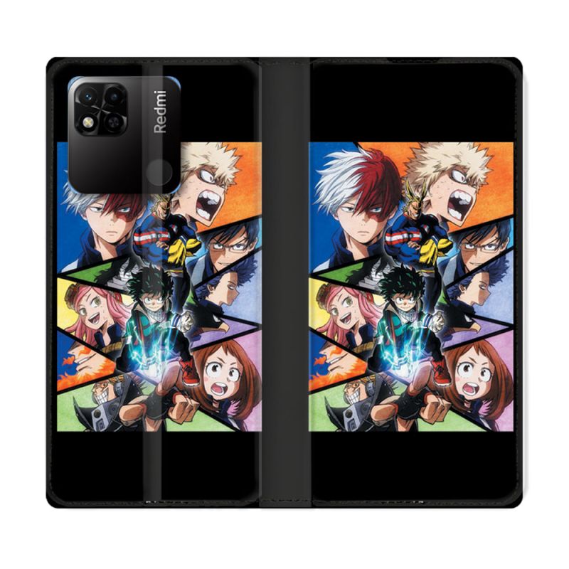 Housse cuir portefeuille Pour Xiaomi Redmi 10A Manga My Hero Academia Noir