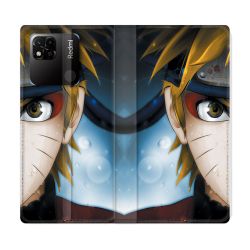 Housse cuir portefeuille Pour Xiaomi Redmi 10A Manga Naruto Blanc