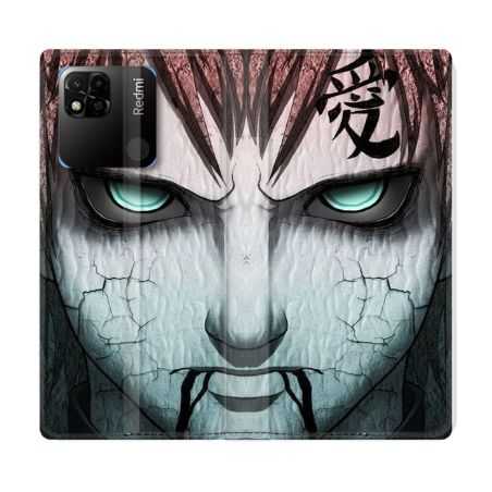 Housse cuir portefeuille Pour Xiaomi Redmi 10A Manga Naruto Gaara