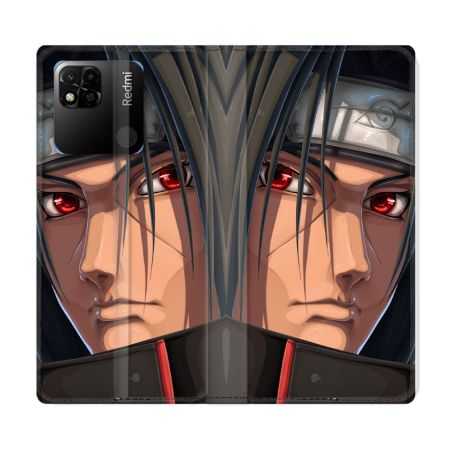 Housse cuir portefeuille Pour Xiaomi Redmi 10A Manga Naruto Itachi Visage