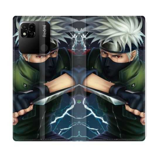 Housse cuir portefeuille Pour Xiaomi Redmi 10A Manga Naruto Kakashi
