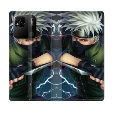 Housse cuir portefeuille Pour Xiaomi Redmi 10A Manga Naruto Kakashi