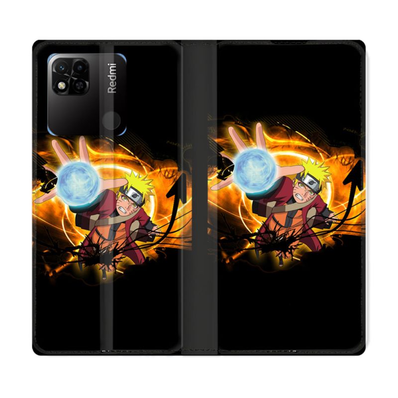 Housse cuir portefeuille Pour Xiaomi Redmi 10A Manga Naruto Noir