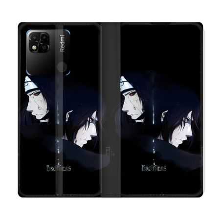 Housse cuir portefeuille Pour Xiaomi Redmi 10A Manga Naruto Sasuke Itachi