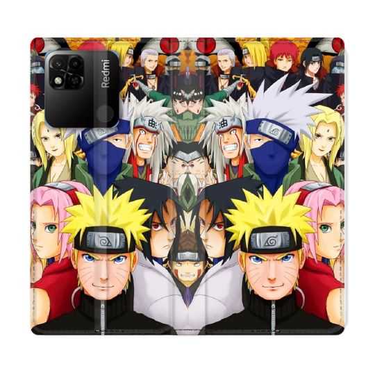 Housse cuir portefeuille Pour Xiaomi Redmi 10A Manga Naruto Team