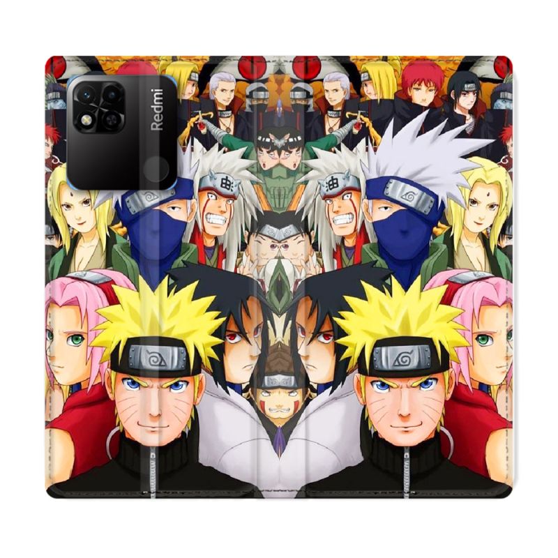 Housse cuir portefeuille Pour Xiaomi Redmi 10A Manga Naruto Team