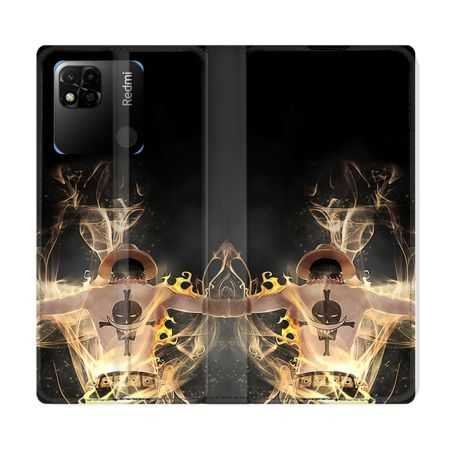 Housse cuir portefeuille Pour Xiaomi Redmi 10A Manga One Piece Ace Noir
