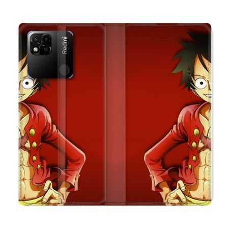 Housse cuir portefeuille Pour Xiaomi Redmi 10A Manga One Piece Luffy