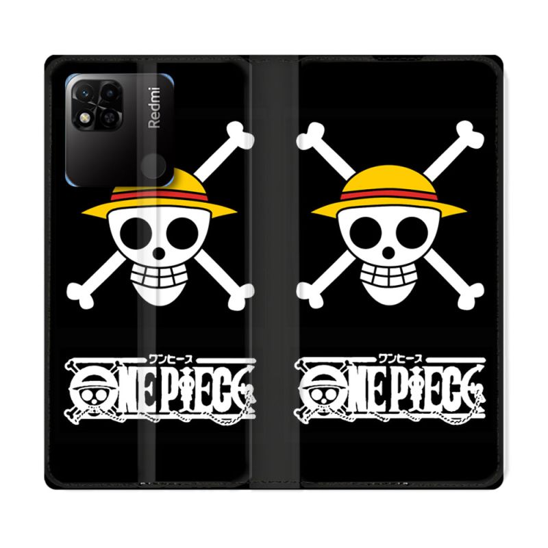 Housse cuir portefeuille Pour Xiaomi Redmi 10A Manga One Piece Tete de Mort