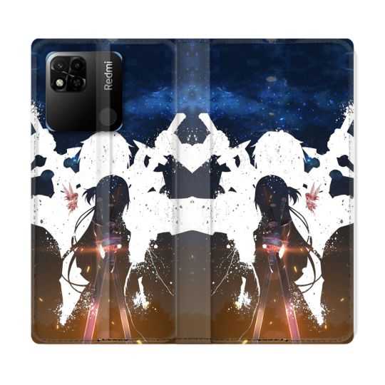 Housse cuir portefeuille Pour Xiaomi Redmi 10A Manga SAO sword Art Online Asuna