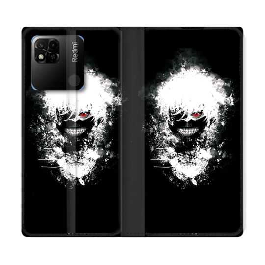 Housse cuir portefeuille Pour Xiaomi Redmi 10A Manga Tokyo Ghoul Kaneki Tag