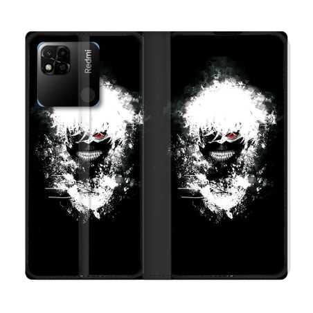 Housse cuir portefeuille Pour Xiaomi Redmi 10A Manga Tokyo Ghoul Kaneki Tag
