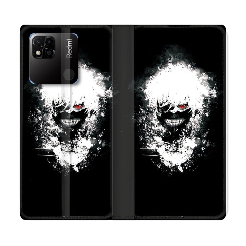 Housse cuir portefeuille Pour Xiaomi Redmi 10A Manga Tokyo Ghoul Kaneki Tag
