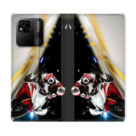 Housse cuir portefeuille Pour Xiaomi Redmi 10A Moto Course GP R6
