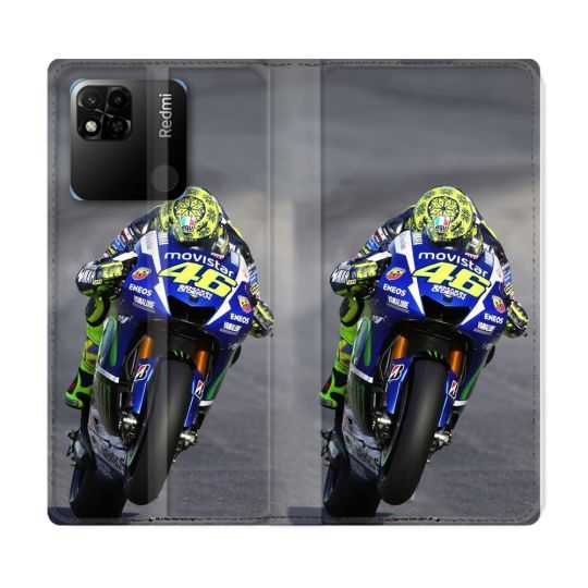 Housse cuir portefeuille Pour Xiaomi Redmi 10A Moto Course GP Wheeling 46
