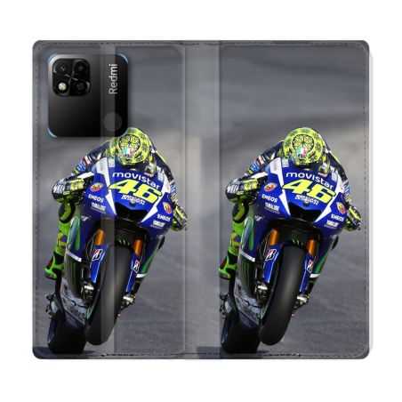 Housse cuir portefeuille Pour Xiaomi Redmi 10A Moto Course GP Wheeling 46