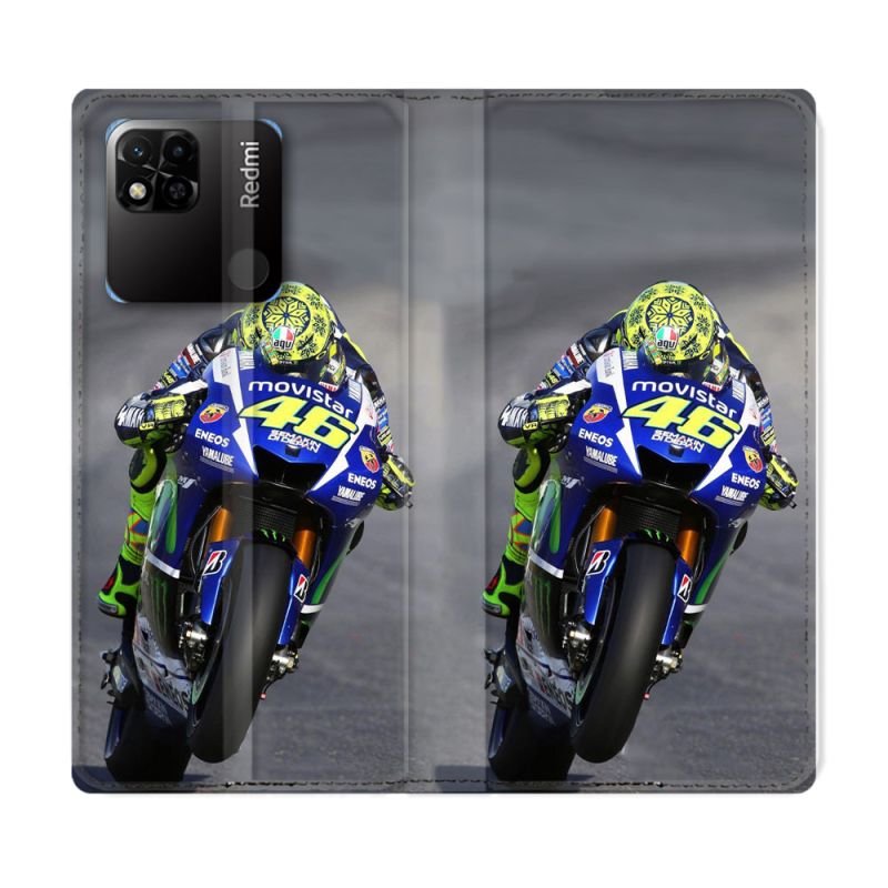 Housse cuir portefeuille Pour Xiaomi Redmi 10A Moto Course GP Wheeling 46